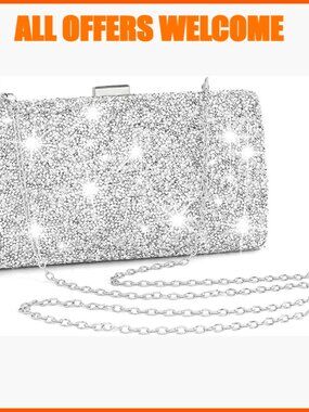 Rhinestone Clutch Purse Leather Evening Bag with Shoulder Strap